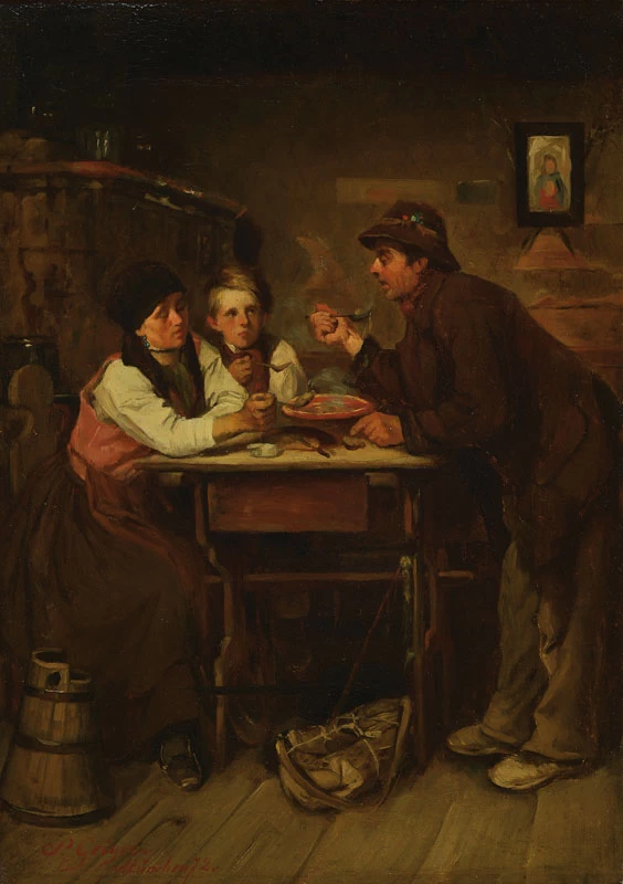 Peter Johann Nepomuk Geiger - salotto con famiglia al pasto